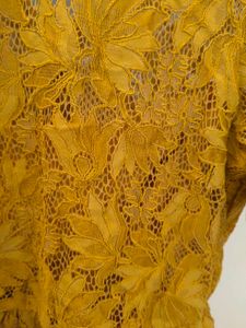 Elegant Yellow Lace Peplum Top