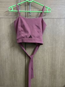 Stylish Mauve Crop Top with Tie Accent