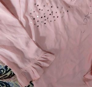 Pink Embellished Long Sleeve Top
