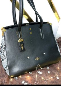 Coach Black Textured Tote Bag