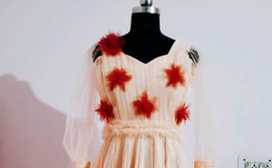 Stunning Peach &amp; Red Gown