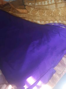 Purple(violet) Pattu &amp; Gold Imitation Zari Saree