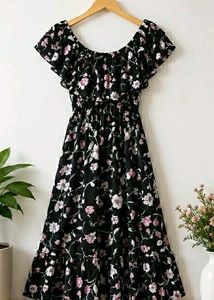 Chic Floral Ruffle Off-Shoulder Dress