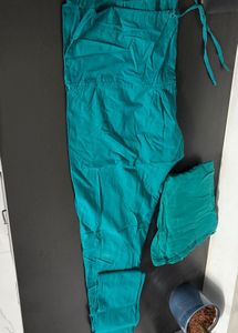 Teal Palazzo Pants with Embellished Hem