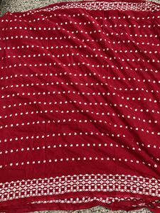 Damaged Red Cotton N Purple Saree For Grabs
