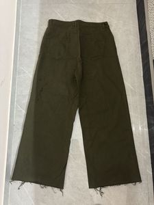 Olive Wide Leg Cropped Jeans