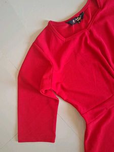 Bright Red Dress &amp; Black Pants Set