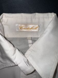 Chic White Button-Up Shirt with Side Stripes