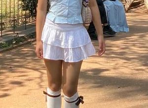 Cute White Tiered Mini Skirt