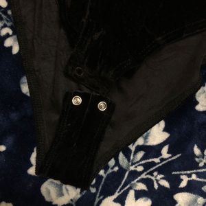 Black Velvet Long Sleeve Bodysuit