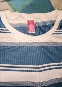 H&amp;M Blue &amp; White Striped T-Shirt | Size XL