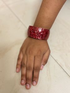 Red Textured Bangle Bracelet