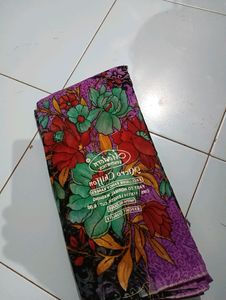 "Purple" Printed Saree With Unstitched Blouse