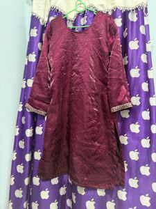 Elegant Maroon Kurta with Embellishments + pant