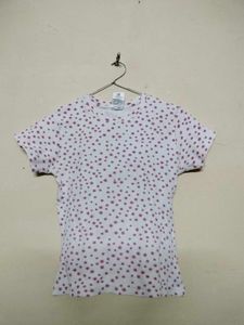 white Ribbed floral Print Tshirt