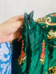 Emerald Green Embroidered Lehenga Choli Set