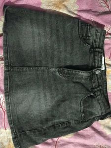 Grey Denim Mini Skirt