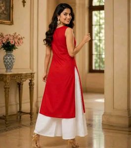 ✨ Vibrant Sleevele  Red Romance Kurta Set ❤️✨