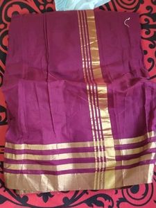 38.Purple Saree with Gold Stripes