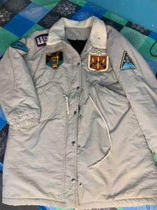 Grey Patched Sherpa Collar Jacket