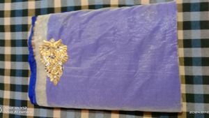Elegant Blue &amp; Gold Embellished Fabric