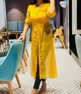 yellow Button-Up Dress worn once