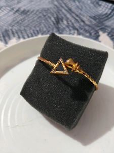 "Gold-Plated Triangle Charm Bracelet with Crystal