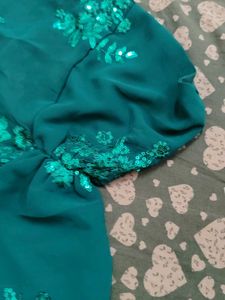 Teal Sequin Floral Halter Top