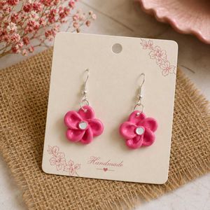 Handmade Pink Flower Earrings