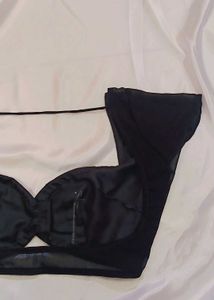 Non Padded Georgette Sheer Mesh Front Hook Blouse