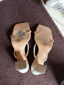 Stylish Cream Block Heel Sandals