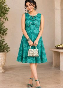 Beautiful Teal Green Ethnic Dress