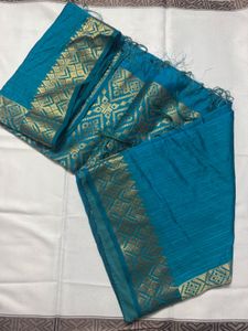 Elegant Teal Blue Silk Saree