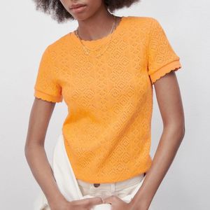 ZARA Crochet Orange Top Short Sleeve