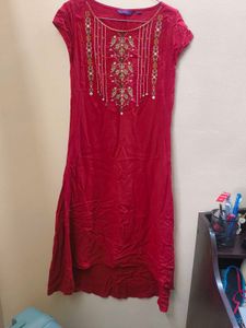 Embroidered Red Kurta
