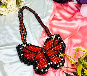 Handmade Beaded Butterfly Handbag  Brand New