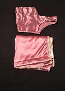 peach pink colour party saree