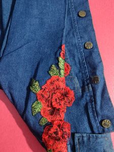 Denim Jacket with Floral Embroidery