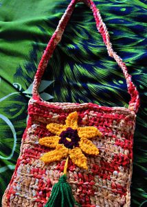 Handmade Crochet Flower Sling Bag