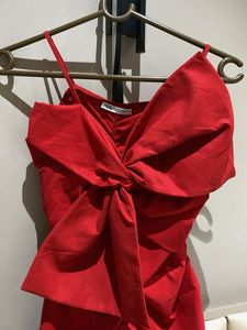 Stunning Red Ruched Bow Detail Dress