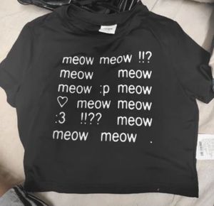 Y2K Meow Black Graphic Baby Tee