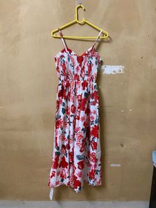 Front CutoutFloral Print Midi Dress