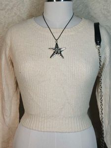 Cream Knit Cropped Sweater