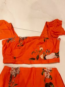 Vibrant Floral Print Maxi Skirt Set