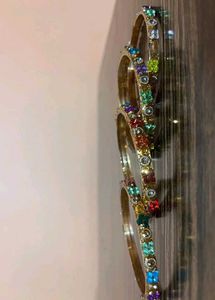 Colorful Gemstone Bangles (Set of 4)
