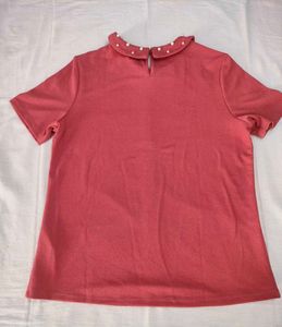 Pearl Embellished Peter Pan Collar Top