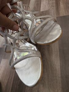 Silver Diamond Strappy Heels
