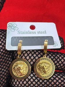 Gold Medusa Head Hoop Earrings