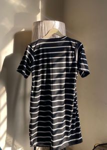 Classic Black &amp; White Striped T-Shirt Dress