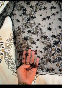 Sheer Black Star Print Top